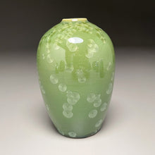 Load image into Gallery viewer, Egg Vase #2 in Lily Pad Green Crystalline, 5.5&quot;h (Ben Owen III)
