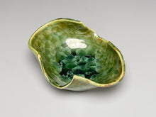 Load image into Gallery viewer, Small Altered Dish #1 in Lily Pad Green Crystalline, 5&quot; x 3.75&quot;dia (Juliana Owen)
