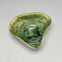 Load image into Gallery viewer, Small Altered Dish #3 in Lily Pad Green Crystalline, 4.25&quot;dia (Juliana Owen)
