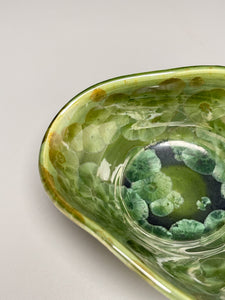 Small Altered Dish #3 in Lily Pad Green Crystalline, 4.25"dia (Juliana Owen)