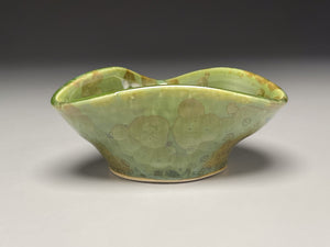 Small Altered Dish #3 in Lily Pad Green Crystalline, 4.25"dia (Juliana Owen)