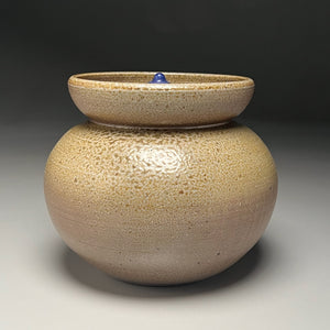 Lidded Jar in Salt Glaze with Cobalt Grapevine, 6"h (Ben Owen Sr.)