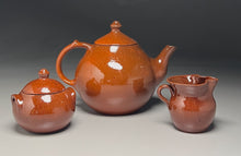 Load image into Gallery viewer, Three-Piece Tea Set in Orange Glaze, (Ben Owen Sr.)
