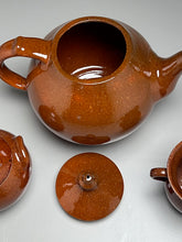 Load image into Gallery viewer, Three-Piece Tea Set in Orange Glaze, (Ben Owen Sr.)
