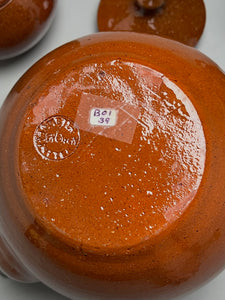 Three-Piece Tea Set in Orange Glaze, (Ben Owen Sr.)