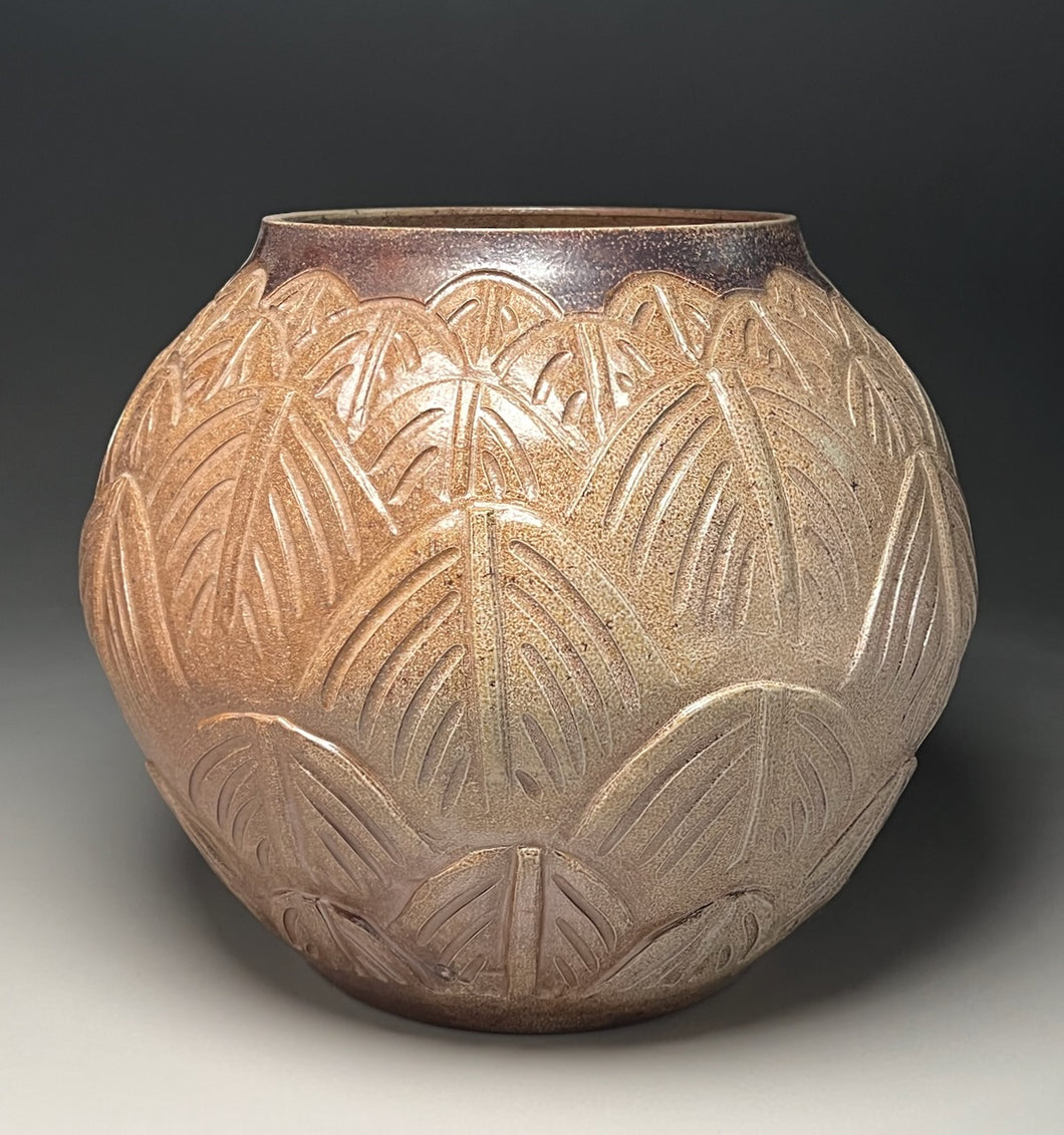 Carved Planter in Salt Glaze, 14.25