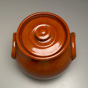 Lidded Bean Pot in Orange Glaze, 6.25"h (Ben Owen III)