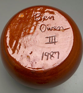 Lidded Bean Pot in Orange Glaze, 6.25"h (Ben Owen III)