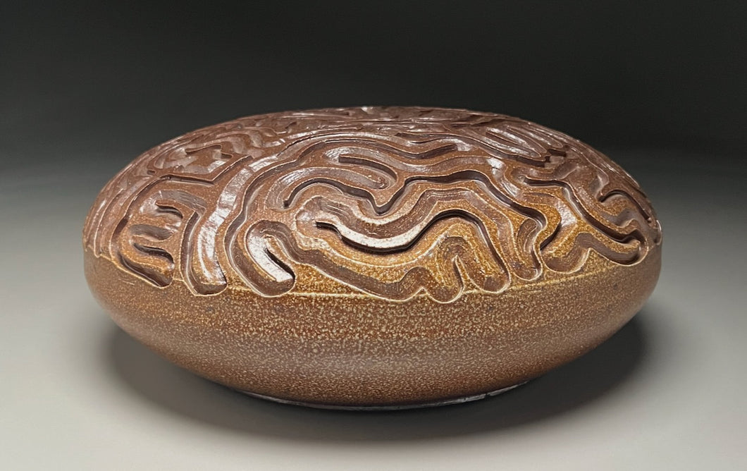 Carved Disc in Salt Glaze, 5.25