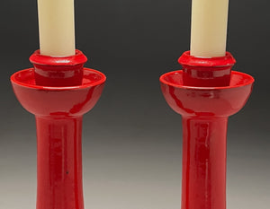 Candlesticks in Chinese Red, 13.5"h (Ben Owen III)