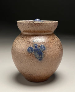 Honey Pot in Salt Glaze with Cobalt Bee, 5.25"h (Ben Owen III)