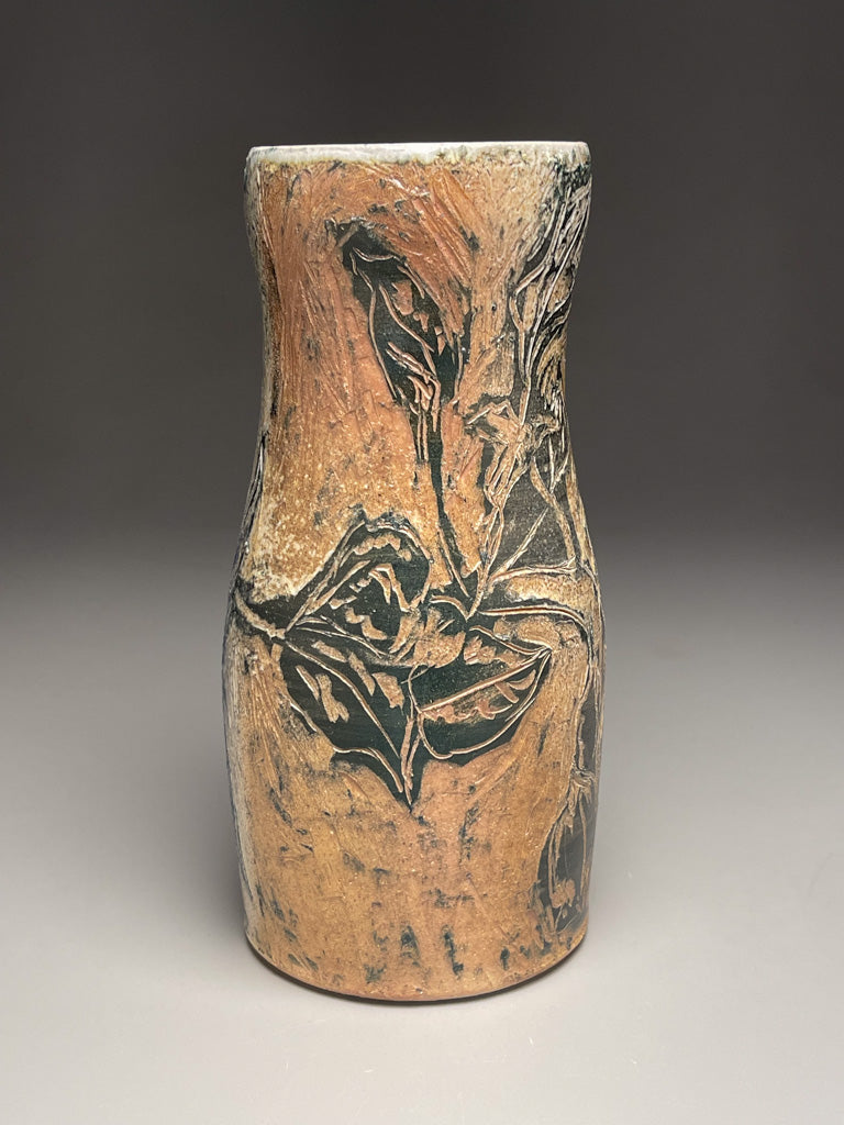 Flower Vase with leaf designs , 10.25