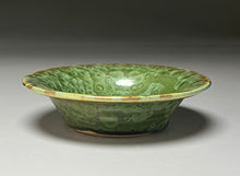 Load image into Gallery viewer, Small Dish #1 in Lily Pad Green Crystalline, 5.75&quot;dia (Juliana Owen)
