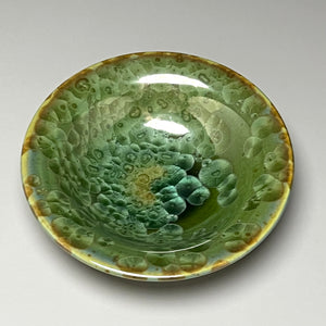 Small Dish #1 in Lily Pad Green Crystalline, 5.75"dia (Juliana Owen)