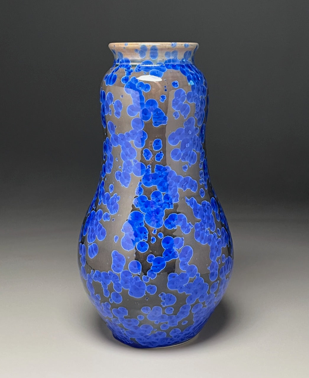 Gourd Flower Vase in Cobalt Crystalline, 13.25