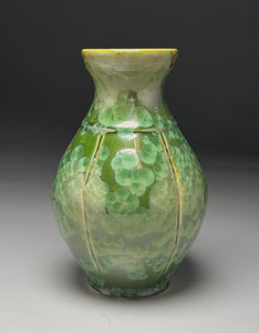 Melon Han Vase in Lily Pad Green Crystalline, 9"h (Ben Owen III)