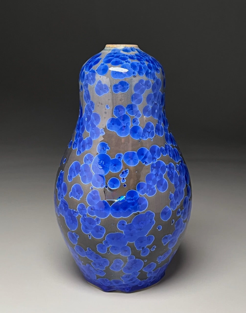 Gourd Vase in Cobalt Crystalline, 9.5