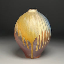 Load image into Gallery viewer, Egg Vase in Cobalt, Yellow Matte, and Ash Glazes, 10.5"h (Ben Owen III)
