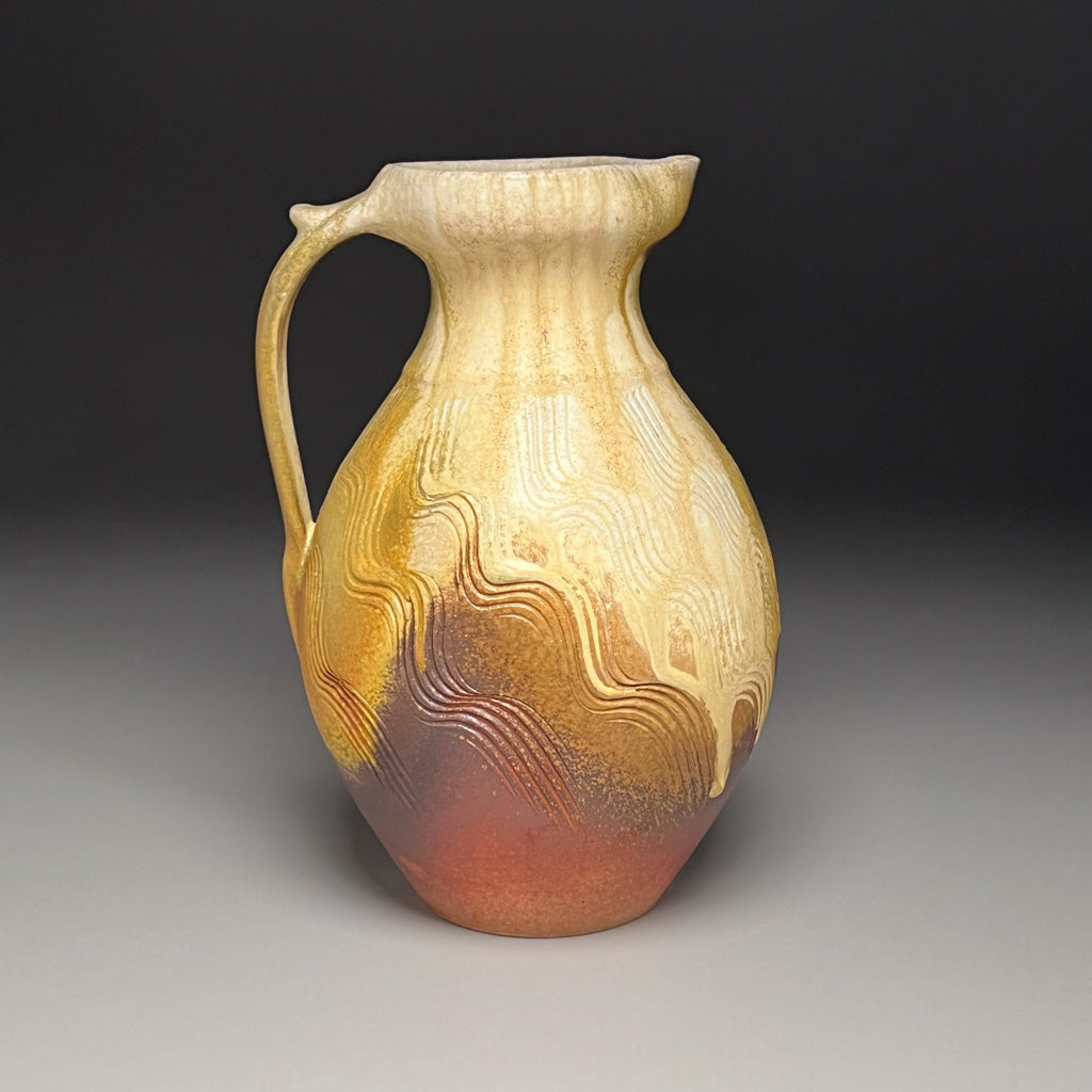 Combed Pitcher in Yellow Matte and Ash Glazes, 11