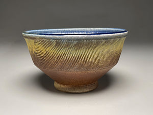 Combed Serving Bowl #2 in Cobalt and Ash Glazes, 7.25"dia. (Tableware Collection)