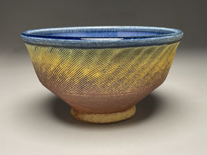 Combed Serving Bowl #2 in Cobalt and Ash Glazes, 7.25"dia. (Tableware Collection)