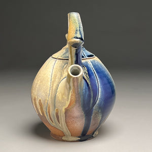 Melon Teapot #2 with Post-and-Lintel Handle in Cobalt, and Ash Glazes, 8.5"h (Ben Owen III) (Copy)