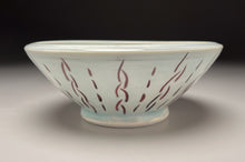 Load image into Gallery viewer, Bowl #3 in Blue Celadon with Copper Red designs, 6.75&quot;dia. (Elizabeth McAdams)
