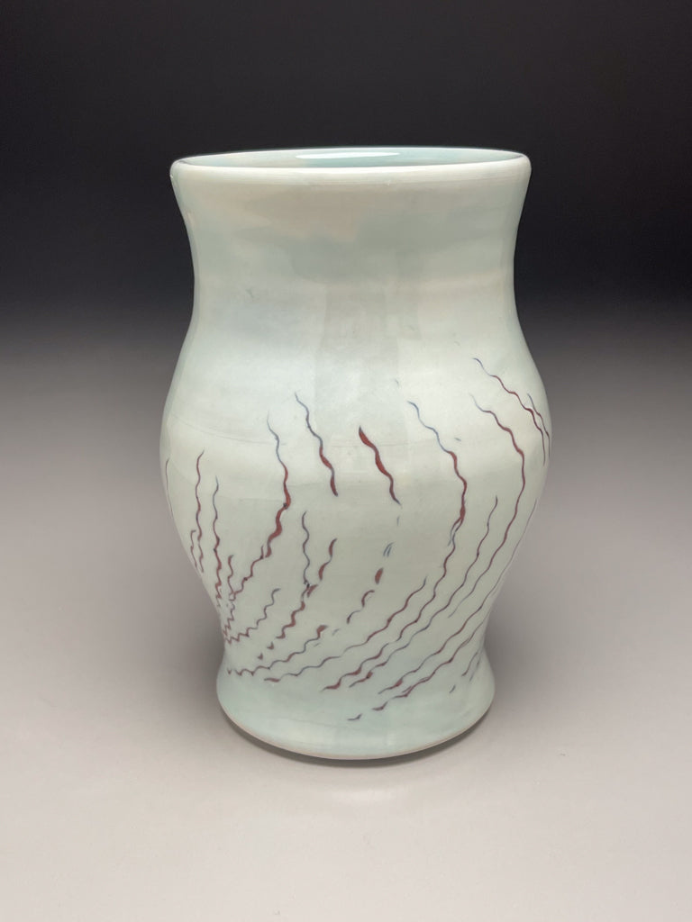 Flower Vase in Blue Glaze, 6.75