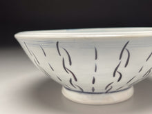 Load image into Gallery viewer, Bowl in Clear with Dark Blue Carved designs, 7&quot;dia. (Elizabeth McAdams)
