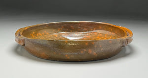 Bread Tray in Speckled Orange and Green, 13"dia. (Ben Owen Sr.)