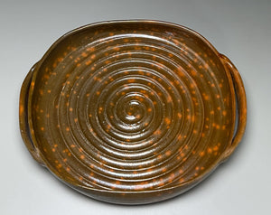 Bread Tray in Speckled Orange and Green, 13"dia. (Ben Owen Sr.)