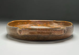 Bread Tray in Speckled Orange and Green, 13"dia. (Ben Owen Sr.)