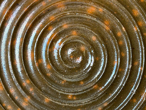 Bread Tray in Speckled Orange and Green, 13"dia. (Ben Owen Sr.)