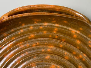 Bread Tray in Speckled Orange and Green, 13"dia. (Ben Owen Sr.)