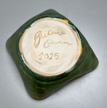 Load image into Gallery viewer, Altered Dish in Lily Pad Green Crystalline, 4.75&quot;dia (Juliana Owen)
