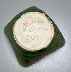 Altered Dish in Lily Pad Green Crystalline, 4.75"dia (Juliana Owen)
