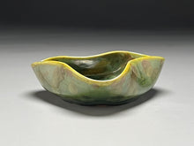 Load image into Gallery viewer, Altered Dish #2 in Lily Pad Green Crystalline, 5.25&quot;dia (Juliana Owen)
