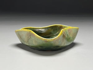 Altered Dish #2 in Lily Pad Green Crystalline, 5.25"dia (Juliana Owen)