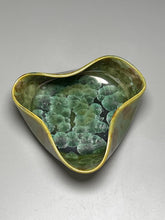 Load image into Gallery viewer, Altered Dish #2 in Lily Pad Green Crystalline, 5.25&quot;dia (Juliana Owen)
