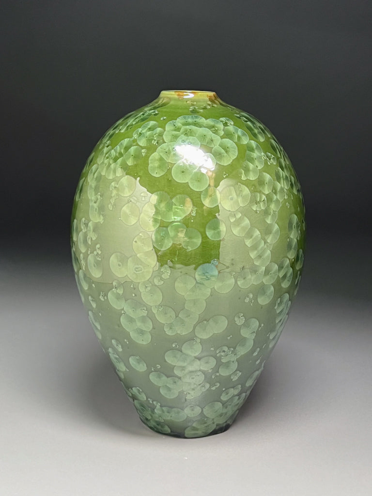 Egg Vase #1 in Lily Pad Green Crystalline, 10.5