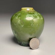 Load image into Gallery viewer, Miniature Egg Vase in Lily Pad Green Crystalline, 3.5"h (Ben Owen III)
