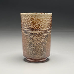 Angled Cup in Salt and Ash Glazes, 5"h (Silas Bradley)