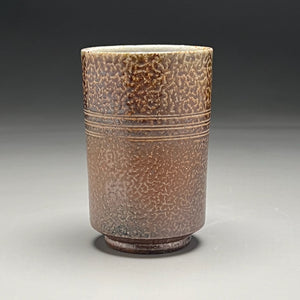 Angled Cup in Salt and Ash Glazes, 5"h (Silas Bradley)