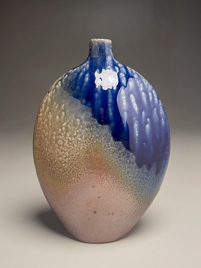 Altered Bottle #4 in Cobalt, Ash, & Salt Glaze, 10