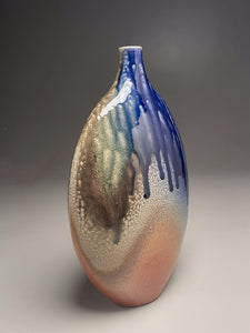 Altered Bottle #5 in Cobalt, Ash, & Salt Glaze, 13.5"h (Ben Owen III)