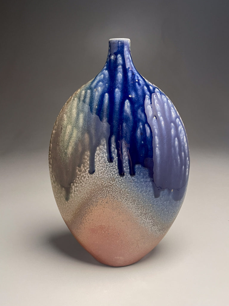 Altered Bottle #5 in Cobalt, Ash, & Salt Glaze, 13.5