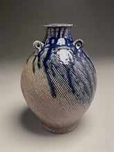 Load image into Gallery viewer, Combed Edo Jar #2 in Cobalt, Ash &amp; Salt 9&quot;h (Ben Owen III)
