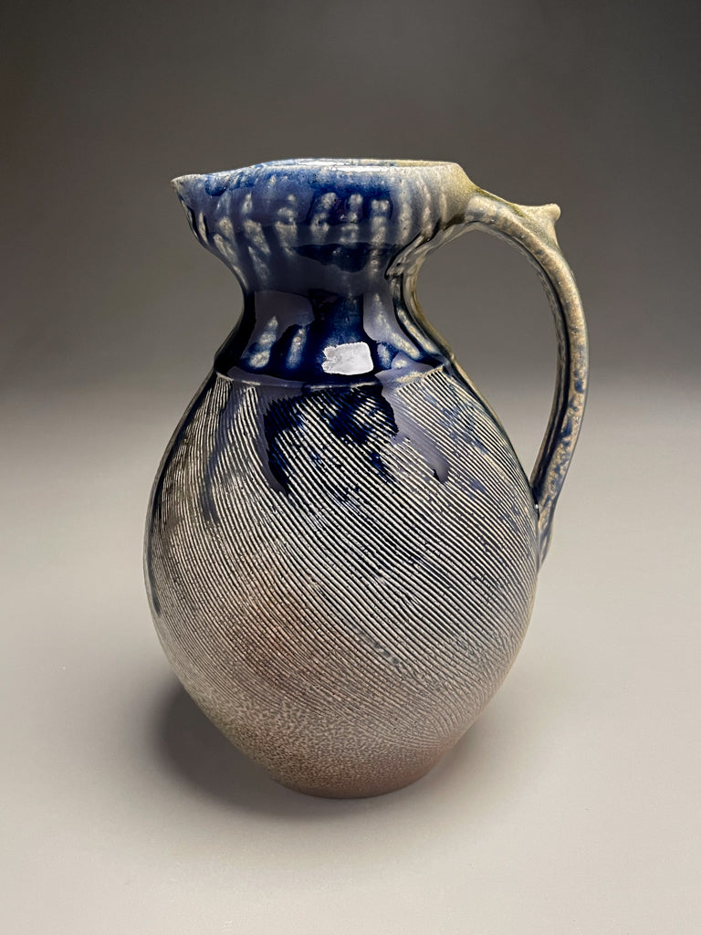 Combed Pitcher #2 in Salt, Ash & Cobalt, 9