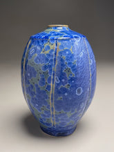 Load image into Gallery viewer, Square Shouldered Melon Egg Vase in Cobalt Crystalline, 7.75&quot;h (Ben Owen III)
