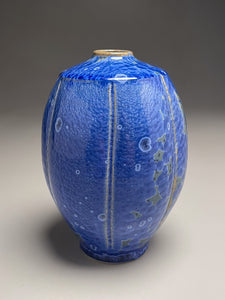 Square Shouldered Melon Egg Vase in Cobalt Crystalline, 7.75"h (Ben Owen III)